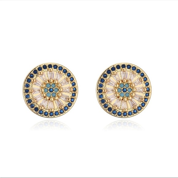 Luxurious Ear Stud Zircon Gold Plated Earring New Sparkly - Picture 3 of 6